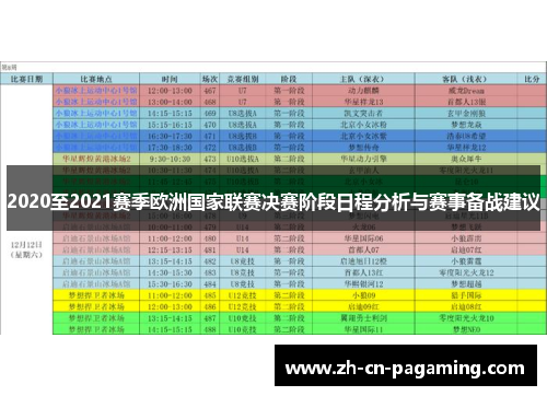 2020至2021赛季欧洲国家联赛决赛阶段日程分析与赛事备战建议