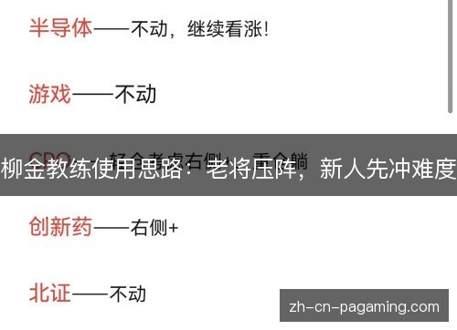 柳金教练使用思路:老将压阵,新人先冲难度 柳金教练使用思路:老将压阵,新人先冲难度